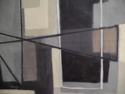 Mid Century Ecole de Paris Abstraction Symphony in Grey by Ferenc Varga 1957