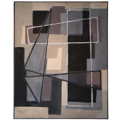 Mid Century Ecole de Paris Abstraction Symphony in Grey by Ferenc Varga 1957