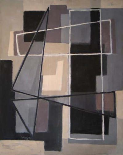 Mid Century Ecole de Paris Abstraction Symphony in Grey by Ferenc Varga 1957