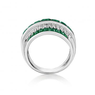 Mid Century Emerald and Diamond Ring