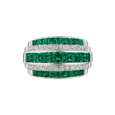 Mid Century Emerald and Diamond Ring