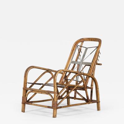 Mid Century English Bamboo Reclining Armchair