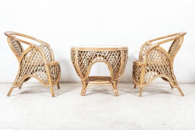 Mid Century English Cane Wicker Conservatory Set