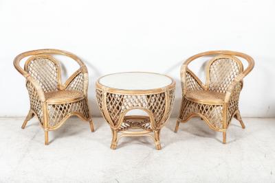 Mid Century English Cane Wicker Conservatory Set