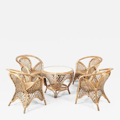 Mid Century English Cane Wicker Conservatory Set