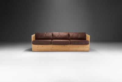 Mid Century European Pine Wood Sofa Europe ca 1950s