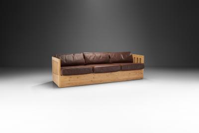 Mid Century European Pine Wood Sofa Europe ca 1950s