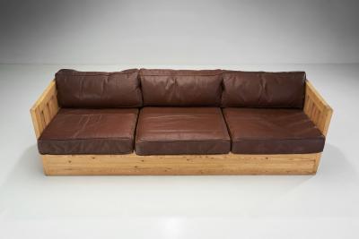 Mid Century European Pine Wood Sofa Europe ca 1950s