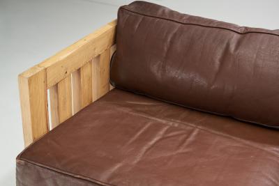 Mid Century European Pine Wood Sofa Europe ca 1950s