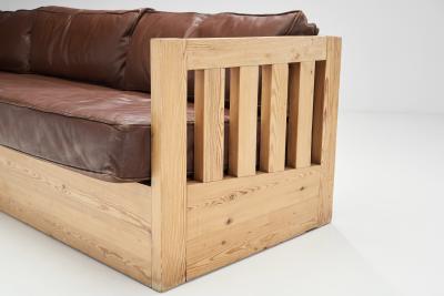 Mid Century European Pine Wood Sofa Europe ca 1950s