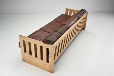 Mid Century European Pine Wood Sofa Europe ca 1950s