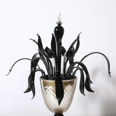 Mid Century Expansive Leaf Form Handblown Murano Glass 24kt Gold Fleck Uplight