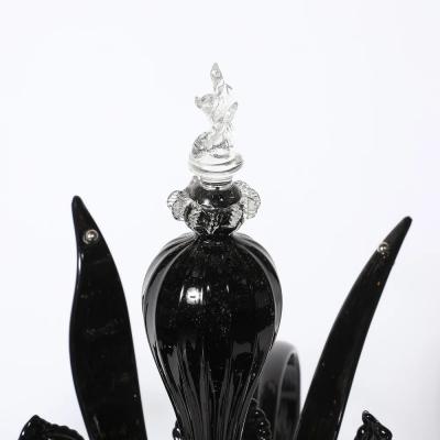 Mid Century Expansive Leaf Form Handblown Murano Glass 24kt Gold Fleck Uplight