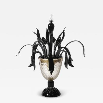 Mid Century Expansive Leaf Form Handblown Murano Glass 24kt Gold Fleck Uplight