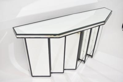 Mid Century Faceted Console with Cubist Mirror