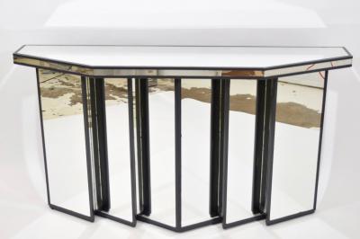 Mid Century Faceted Console with Cubist Mirror