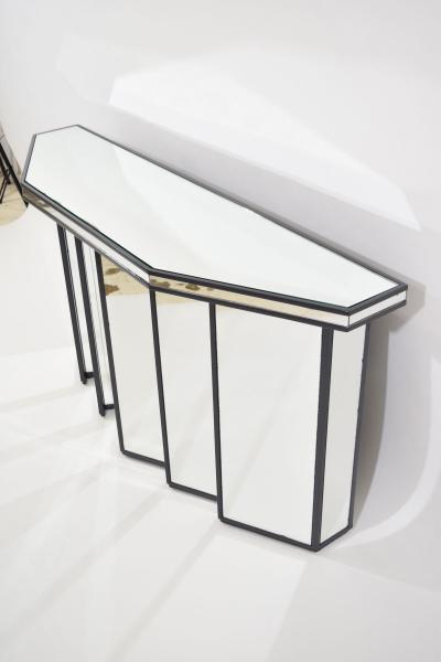 Mid Century Faceted Console with Cubist Mirror