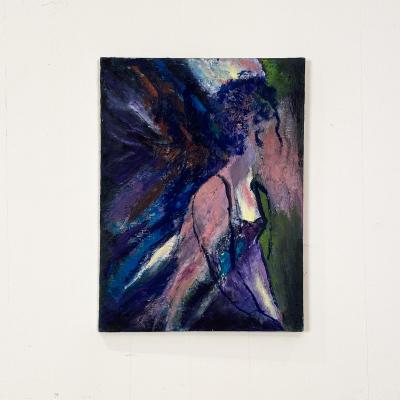 Mid Century Figurative Oil On Canvas