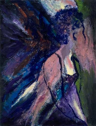 Mid Century Figurative Oil On Canvas