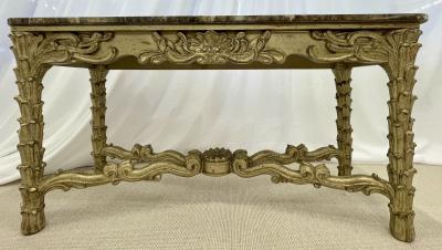 Mid Century Fleur de Lis Console Marble Serge Roche Style