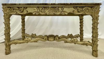 Mid Century Fleur de Lis Console Marble Serge Roche Style