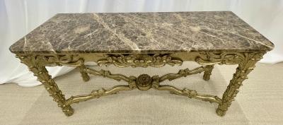 Mid Century Fleur de Lis Console Marble Serge Roche Style