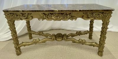 Mid Century Fleur de Lis Console Marble Serge Roche Style