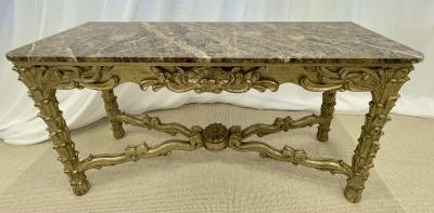 Mid Century Fleur de Lis Console Marble Serge Roche Style