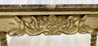 Mid Century Fleur de Lis Console Marble Serge Roche Style
