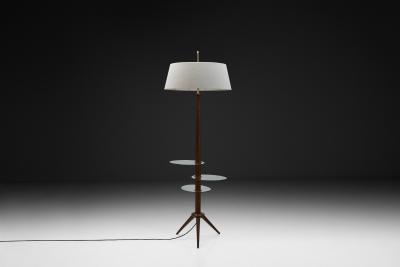Mid Century Floor Lamp with Three Glass Shelves Europe ca 1960s