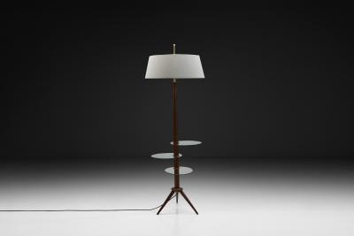 Mid Century Floor Lamp with Three Glass Shelves Europe ca 1960s