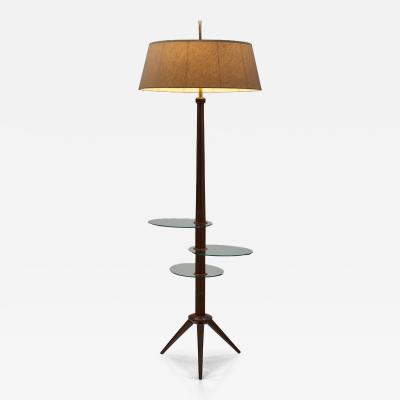 Mid Century Floor Lamp with Three Glass Shelves Europe ca 1960s