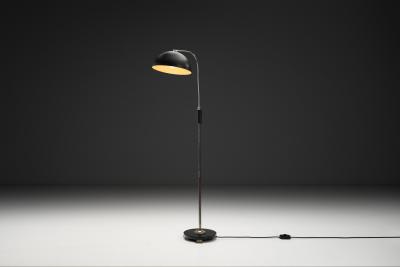Mid Century Floor Lamp with Wooden Base Europe ca 1950s