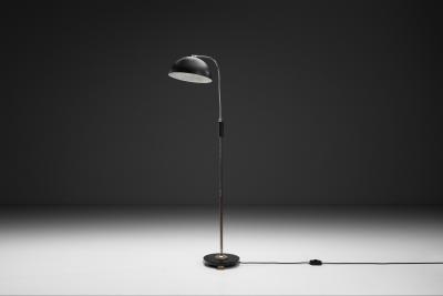 Mid Century Floor Lamp with Wooden Base Europe ca 1950s