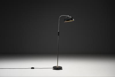 Mid Century Floor Lamp with Wooden Base Europe ca 1950s