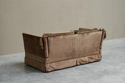 Mid Century Folding Down Knole Sofa in Velvet and Brass 1960s