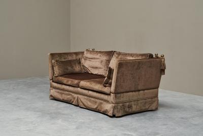 Mid Century Folding Down Knole Sofa in Velvet and Brass 1960s