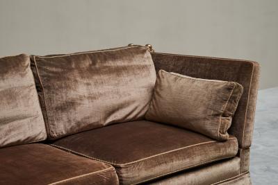 Mid Century Folding Down Knole Sofa in Velvet and Brass 1960s