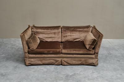 Mid Century Folding Down Knole Sofa in Velvet and Brass 1960s