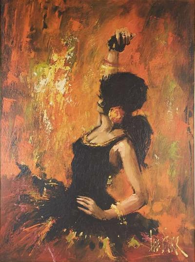 Mid Century Framed Print of Woman Dancing