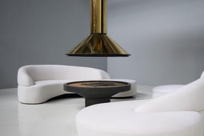 Mid Century Freestanding Brass Fireplace France 1975