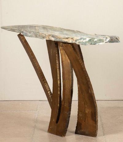 Mid Century French Brutalist Console Table by Maurice Barilone