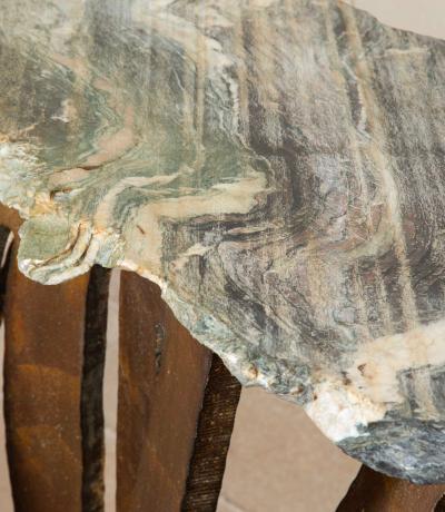 Mid Century French Brutalist Console Table by Maurice Barilone