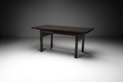 Mid Century French Dark Wood Dining Table France ca 1950s