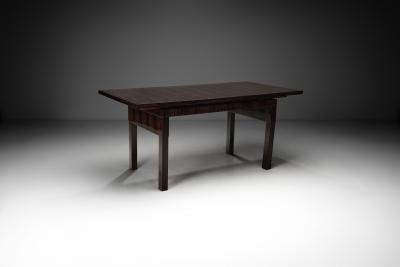 Mid Century French Dark Wood Dining Table France ca 1950s