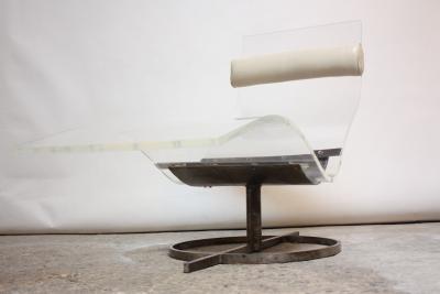 Mid Century French Lucite and Steel Chaise Longue Prototype