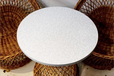 Mid Century French Pair of Wicker Chairs with Side Table