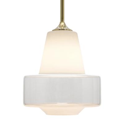 Mid Century Frosted and Clear Glass Pendant Light