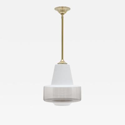 Mid Century Frosted and Clear Glass Pendant Light