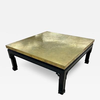 Mid Century Georges Mathias Coffee Table Signed Etched Brass Belgium 1970s